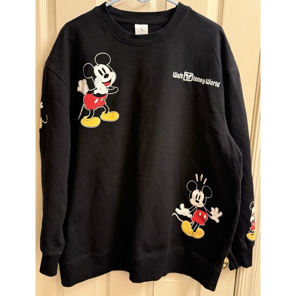 Disney 2022 Disneyland Black Mickey Mouse Crewneck Sweatshirt 2XL EUC